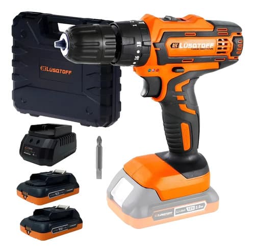 Taladro Percutor Atornillador Inalámbrico De 10mm Lüsqtoff Color Naranja