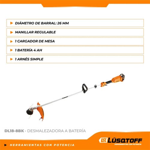 Desmalezadora A Batería Lusqtoff Dl18-8bk 5500rpm Naranja