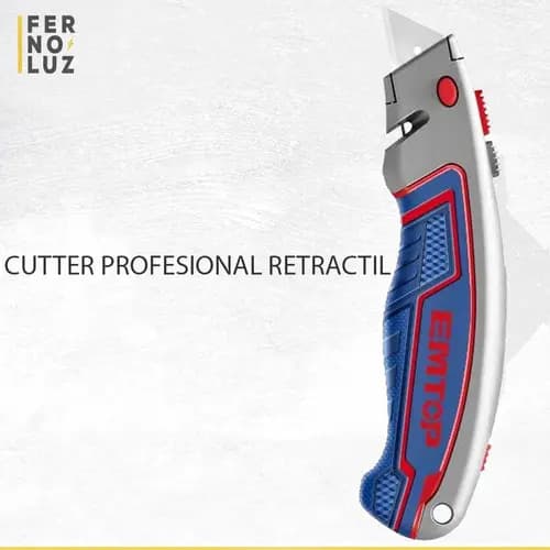 Cutter De Seguridad Emtop Esnkt6118 Color Plateado - 1 Unidad