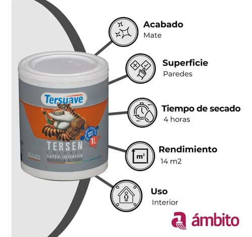 Pintura De Látex Tersuave Tersen Exterior E Interior Color Azul De 1l