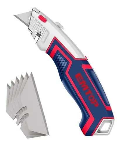 Cutter De Seguridad Emtop Esnkt6118 Color Plateado - 1 Unidad