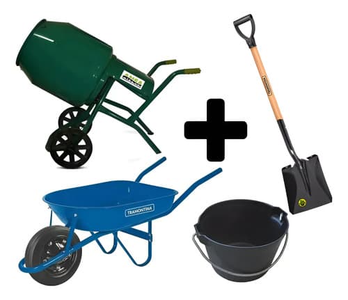 Hormigonera Ansa 1hp 130l + Carretilla + Pala + Balde Kirkor