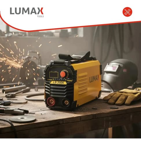 Soldadora Inverter Lumax 200amp Display Digital + Color Amarillo