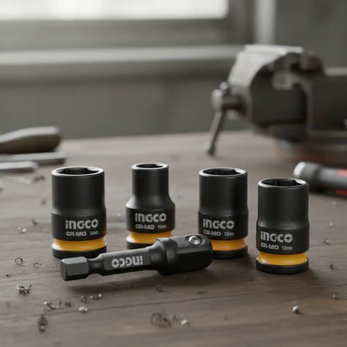 Set X6 Dados De Impacto 3/8  Cr-mo Ingco Hkissd38061 Naranja Claro
