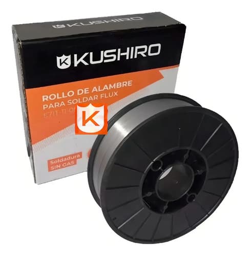 Alambre Para Soldar Flux 0.9mm Sin Gas Rollo 5kg Mig Kushiro Plateado