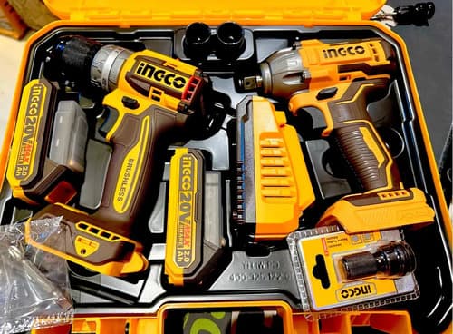 Llave De Impacto + Talad Percut 13mm+2bat +adapt +carg Ingco Naranja Claro