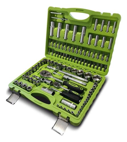 Kit Set Herramientas Tubos/puntas Kroner 108 Pza + Gorro Color Verde Lima