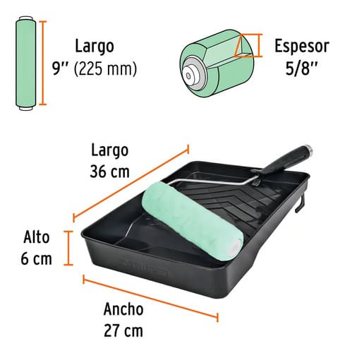 Kit De Pintor Bandeja Y Rodillo 22 Cm Truper Kit-ropi-915