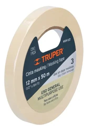 Cinta Masking Tape Truper® 1/2' X 50 M, Uso General, 12589