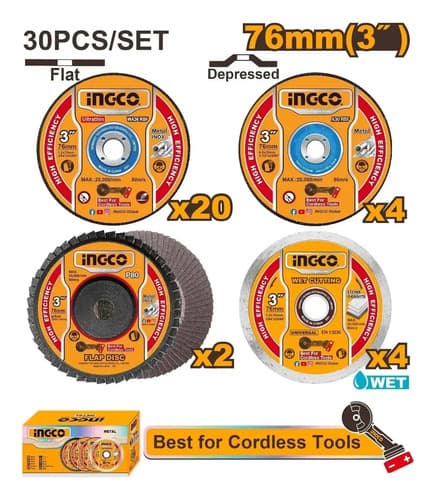 Set X 30 3 Discos P Mini Amoladora Cagli76017 Ingco Mcd0763 Amarillo