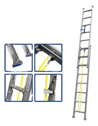 Escalera Extensible 2 X 8 Esc 2 Aluminio Wld8h16 Wadfow Color Gris