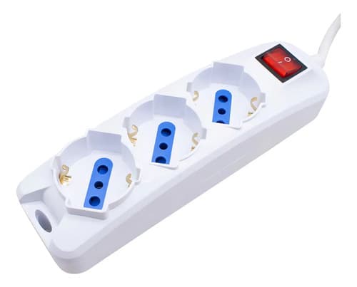 Alargue Led Life 3 Tomas Schuko 3m Con Llave Modelo Sl3503-3m Blanco