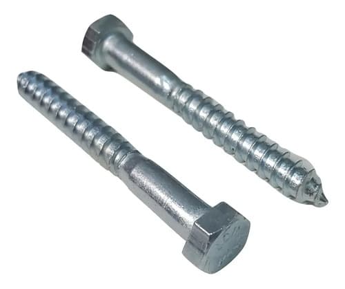100 Tornillos Tirafondo Hexagonal Zincado 3/8 X 2 1/2 - 65mm