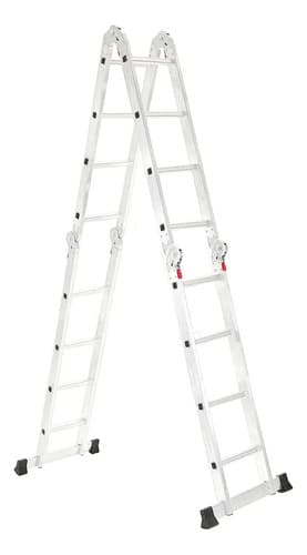 Escalera De Aluminio 4x4 Articulada 16 Escalones + Plataforma Andamio Garden Life Plateado