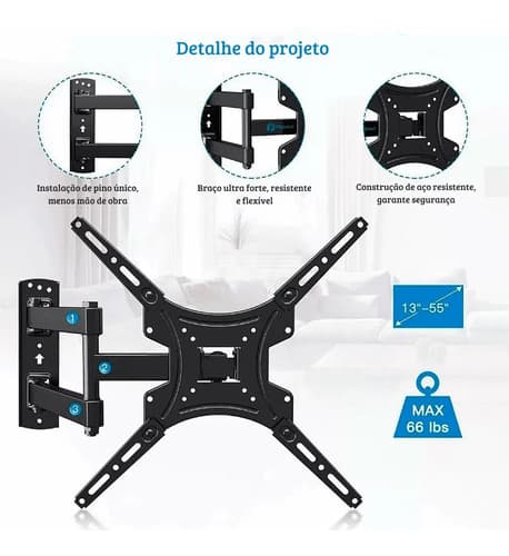Soporte De Tv Lcd Led Triarticulado 16 32 40 42 47 50 55