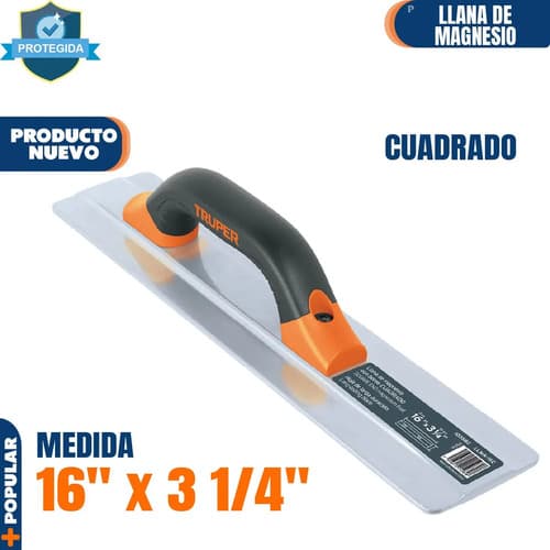 Llana De Magnesio 16 ,con Borde Cuadrado, Truper 103582