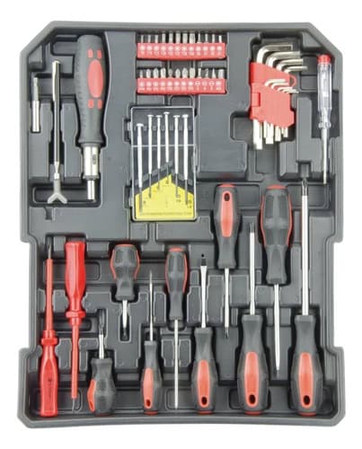 Kit De Herramientas 186 Piezas Valija De Aluminio Set Comple Rojo