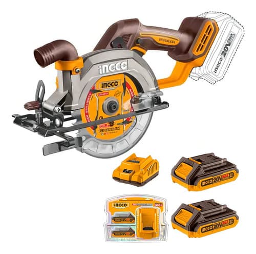 Sierra Circular 140mm Brushless Ingco Csli1402 + Bat/car Color Naranja Claro Frecuencia 50-60hz 50 Hz X 60 Hz