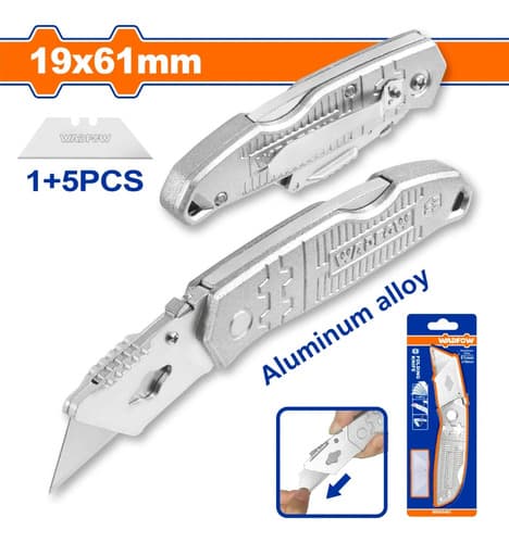 Trincheta Aluminio 61mm + 5 Hojas Repuesto Wadfow Wsk9461