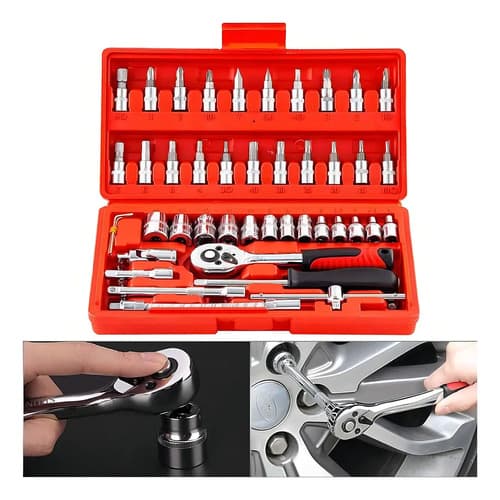 Caja De Herramientas Rojo Marca Cualquiercosa 46 Piezas Maletín