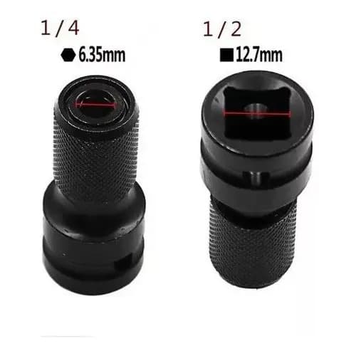 Adaptador Para Llave De Impacto 1/2'' A 1/4 Hembra Hexagonal Negro