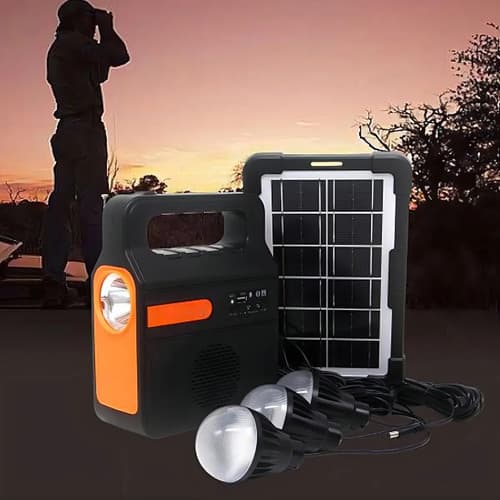 Linterna Frontal Led Purare Technologic Con Panel Solar Y Radio Mp3, Para Camping Blanco