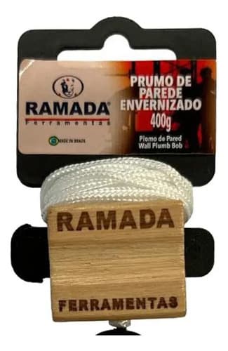 Plomada Acero Con Taco De Madera 400gr C/tarjeta Ramada