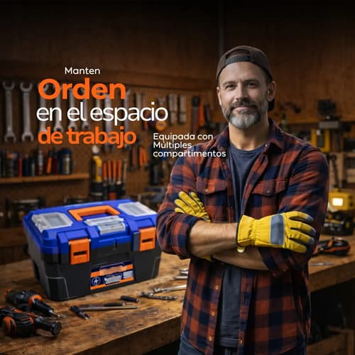 Caja Herramientas Kit Manuales Organizador Azul Oscuro