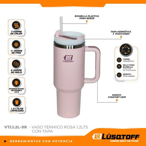 Vaso Térmico 1,2lts Lusqtoff Vtl1.2-9r Rosa Lisa