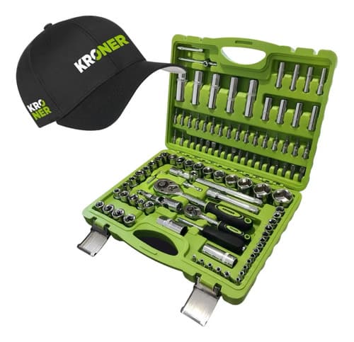 Kit Set Herramientas Tubos/puntas Kroner 108 Pza + Gorro Color Verde Lima