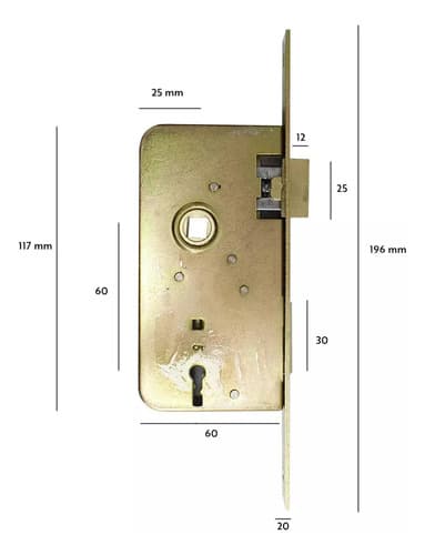 Cerradura 8x60 30-ar Para Puerta De Chapa Lh-1577 Dorado Oscuro