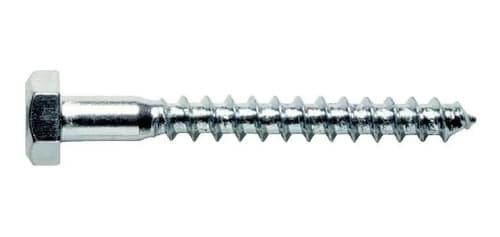 Tornillo Tirafondo Hexagonal Zincado De Hierro Para Madera Y Pared 1/4  X 5 Cm X 100 Unidades Tel