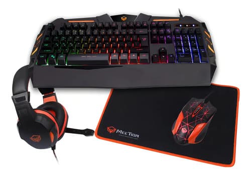 Kit Gamer 4 En 1 Mt-c500: Teclado Retroiluminado, Mouse Óptico, Everest, Mousepad Antideslizante Y Headset Con... Negro/rojo