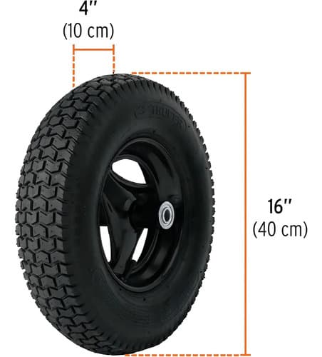 Carretilla Concha Plástica 6 Ft3 Neumática, Bastidor Tubular Negro