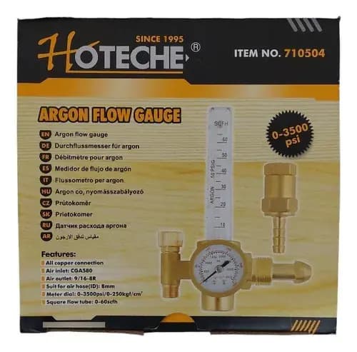 Regulador Medidor De Flujo De Argón Hoteche 710504 Para Soldadura