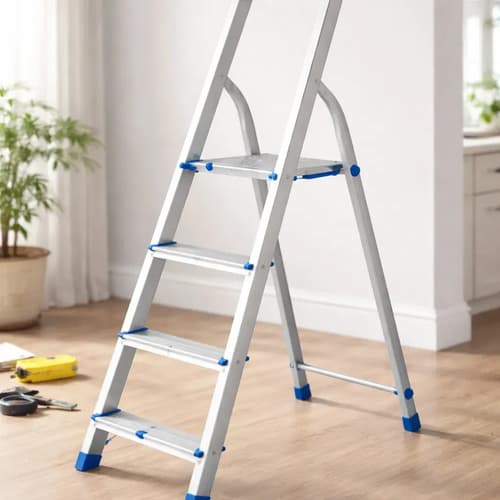 Escalera Familiar Aluminio 4 Escalones 120 Kg Wadfow Wld3h04 Inox