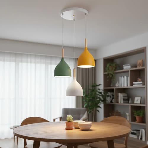 Lampara Colgante Diseño Campana 3 Luces E27 Altura 90cm