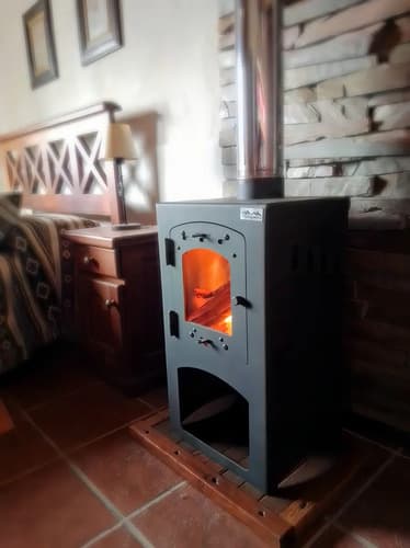 Calefactor Leña Tushop Qutral 9 Kw Cubre 80 M2 Vidrio Robax