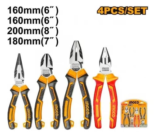 Set X 4 Alicate Hkps28458 Pinza Punta Ingco