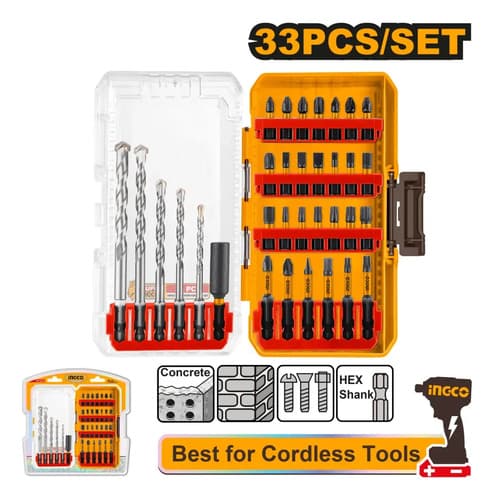 Set X33 Pcs Mechas Mamposteria Puntas Ingco Akdl11303