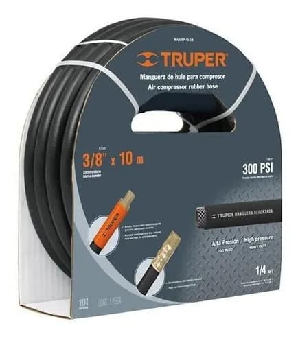 Manguera Compresor Hule 3/8'' X 7.5 Mt Alta Pre Truper 19214 Color Negro