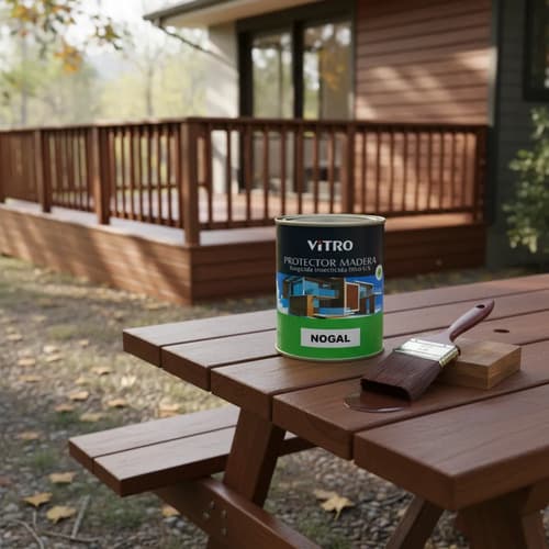 Protector De Madera 4l Uso Interior Exterior Vitro Nogal Satinado