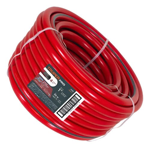 Manguera 1 P Tejido Reforzado De 4 Capas Antitorceduras 50 M Color Rojo