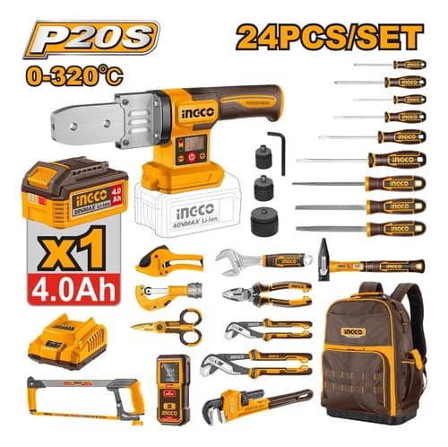 Kit De Herramientas Termofusora Ingco 20v + 24 Accesorios