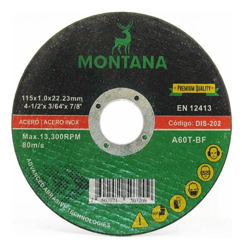 Pack Discos De Corte Montana Para Metal 115 Mm 1.6 Mm
