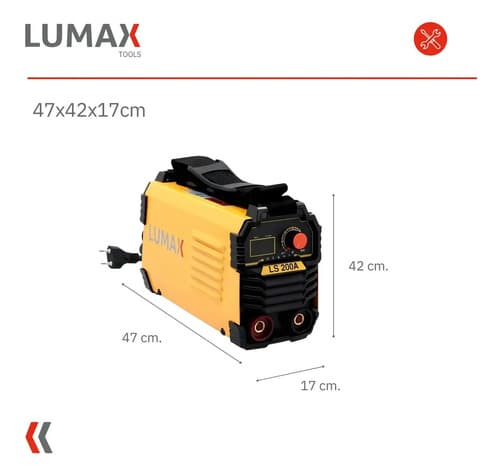 Soldadora Inverter Lumax 200amp Display Digital + Color Amarillo