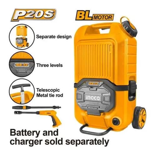Hidrolavadora 20v Bateria 90bar Ingco Cpwli4006 Amarillo