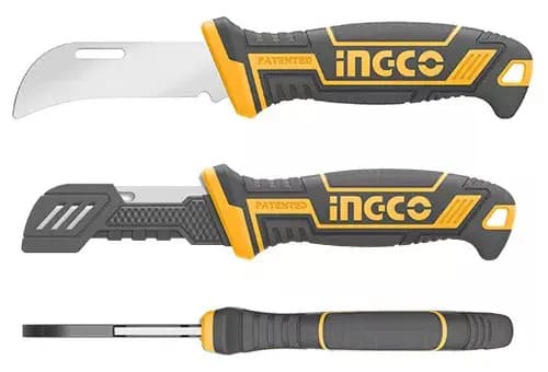 Cuchillo Pela Cable Curvo 200mm Electricista Ingco Hpk82001