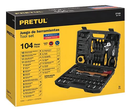 Juego De Herramientas Para Mecánica 104 Piezas, Pretul 27169 Multicolor
