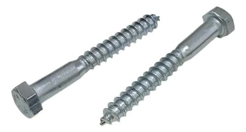 100 Tornillos Tirafondo Hexagonal Zincado 3/8 X 2 1/2 - 65mm